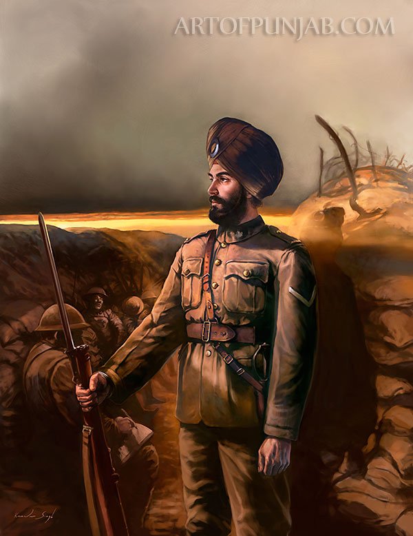 Private Buckham Singh - painting by  Kanwar Singh (artofpunjab) (86K)